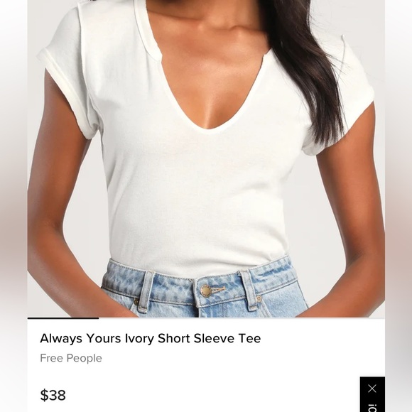 Free People Always Yours Ivory Short Sleeve Tee - Picture 7 of 9